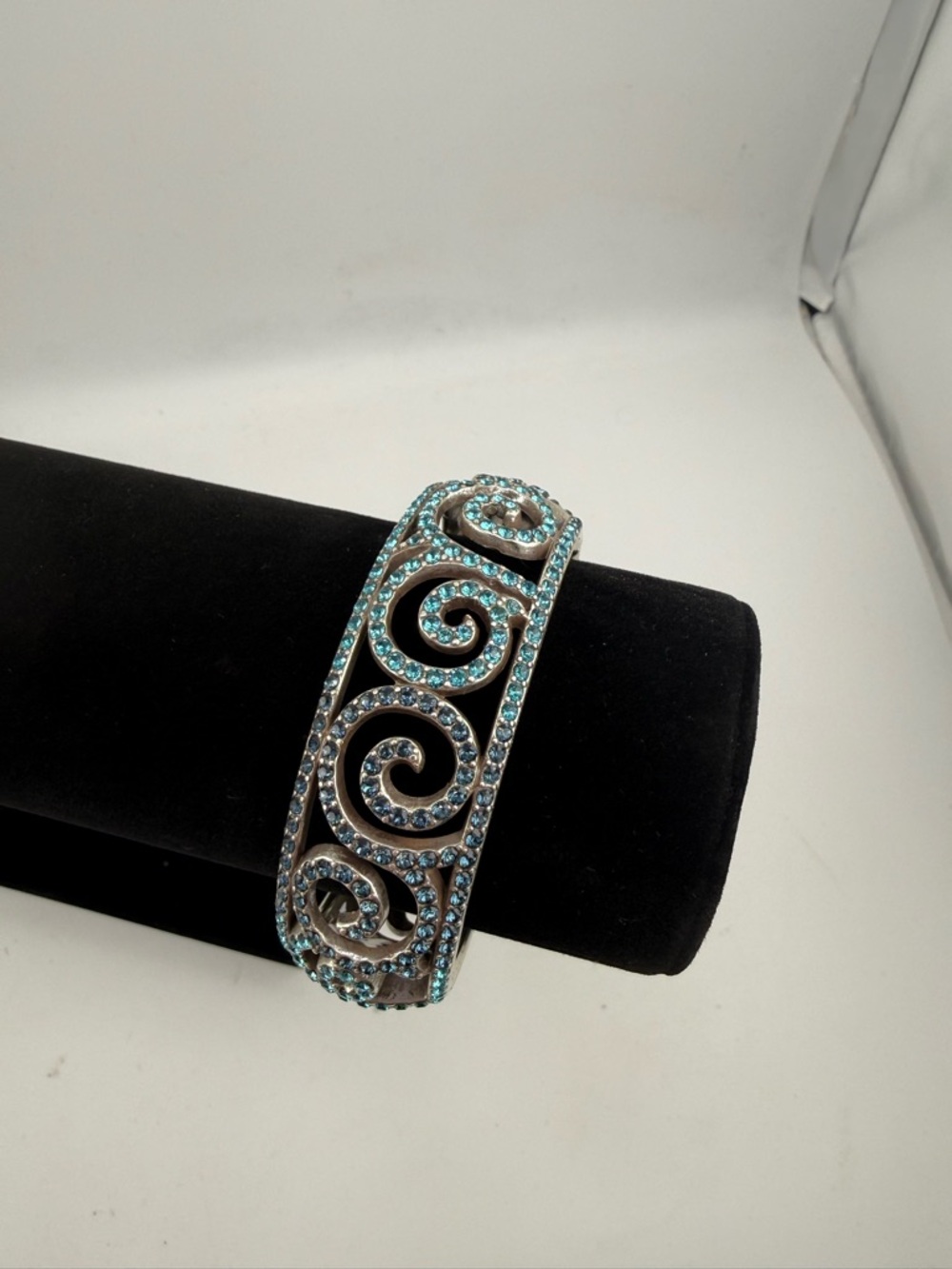 Brighton Sea of Love Blue Crystal Scroll Cuff Bracelet Statement Sparkle